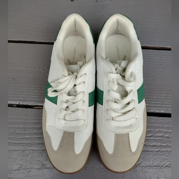 American Eagle White and Green Sneakers - Picture 1 of 3
